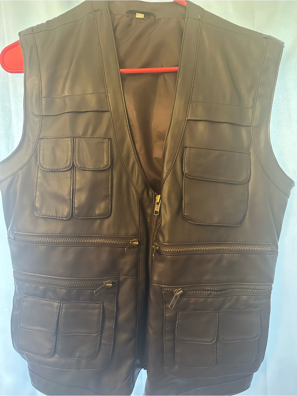 Large Brown Leather with Multi-Pocket Utility